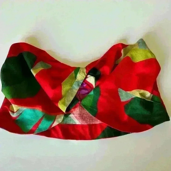 Farm Rio Heliconia Linen Blend Tropical Strapless Top. - Picture 1 of 7